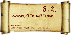 Borovnyák Káldor névjegykártya